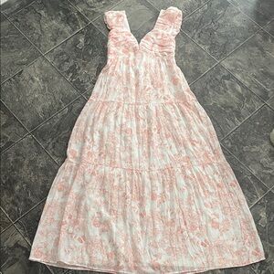 ⭐️NWT HUNTER & BROWN Toile Floral Maxi Dress Sweetheart Pleats Coquette Coastal